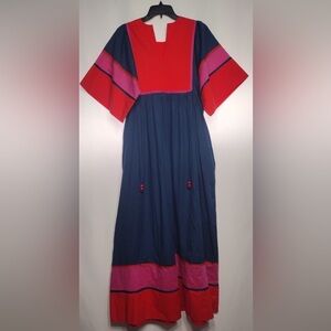 Maj Honolulu Elegant Red and Blue Women's Dress size S/M pre owned Exellent